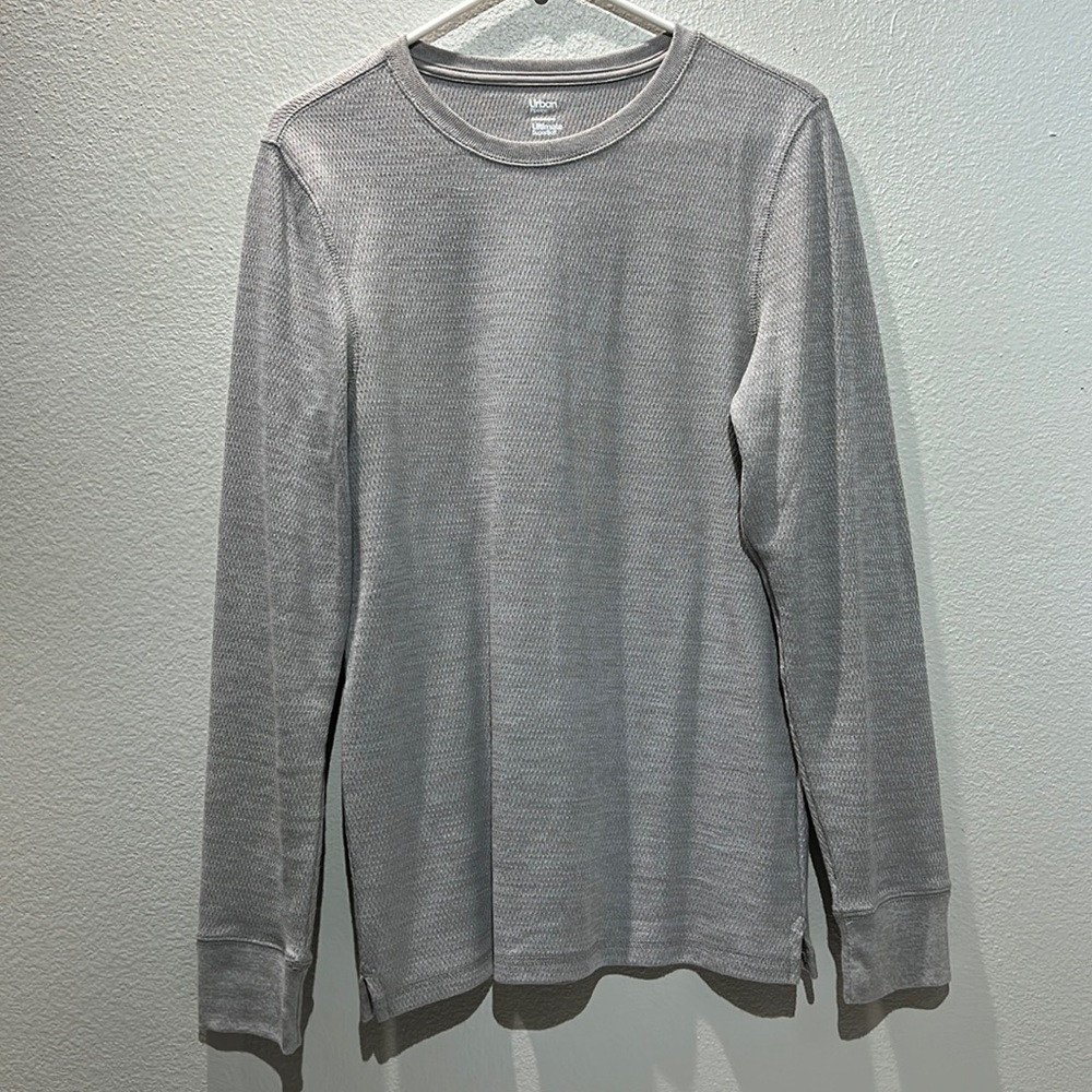 Men’s Thermal Knit Gray Long Sleeve T Shirt Size Small